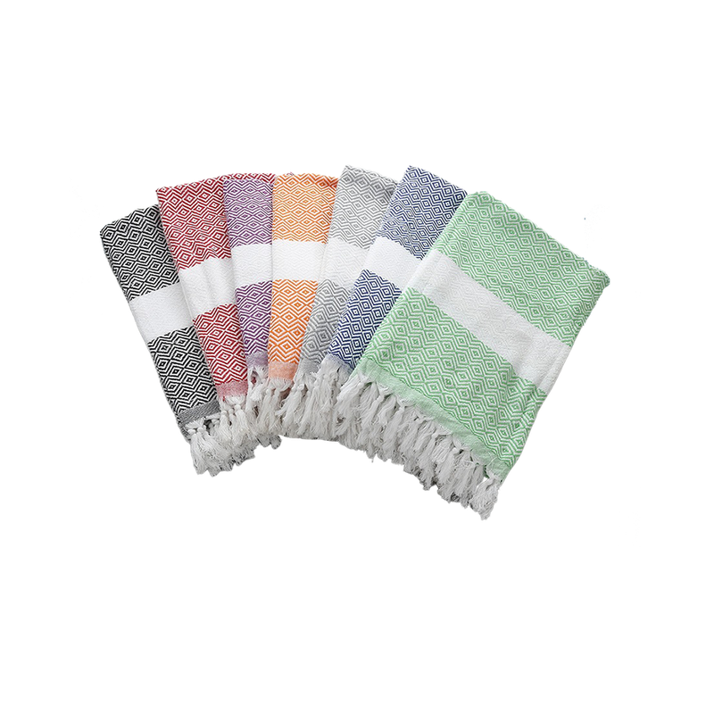 Thickened polyester-cotton solid color Turkish tassel beach towel