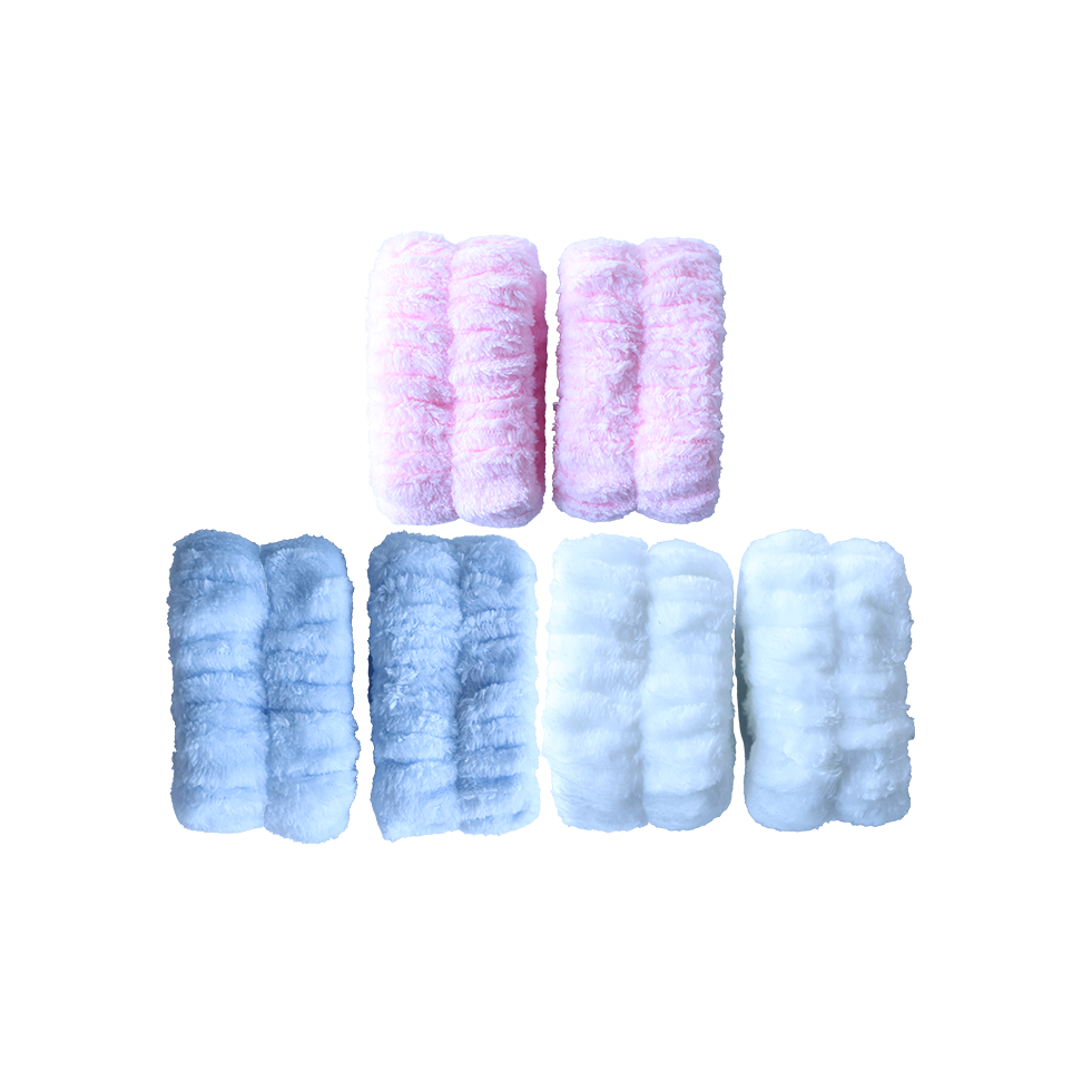 Three-piece coral fleece quick-absorbent headband and wristband