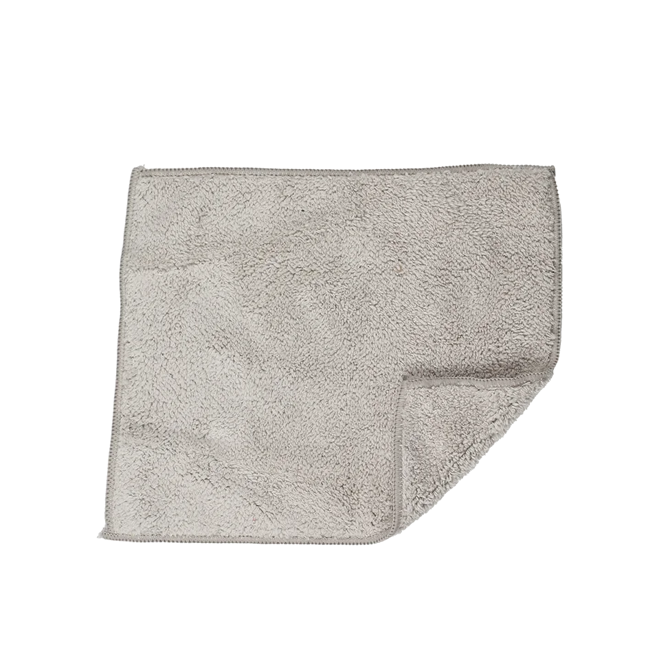 Multi-purpose grey hemmed coral fleece absorbent towel