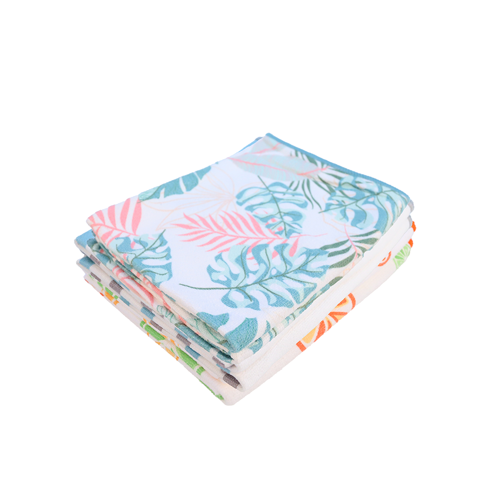 Microfiber weft-knitted printed tea towel