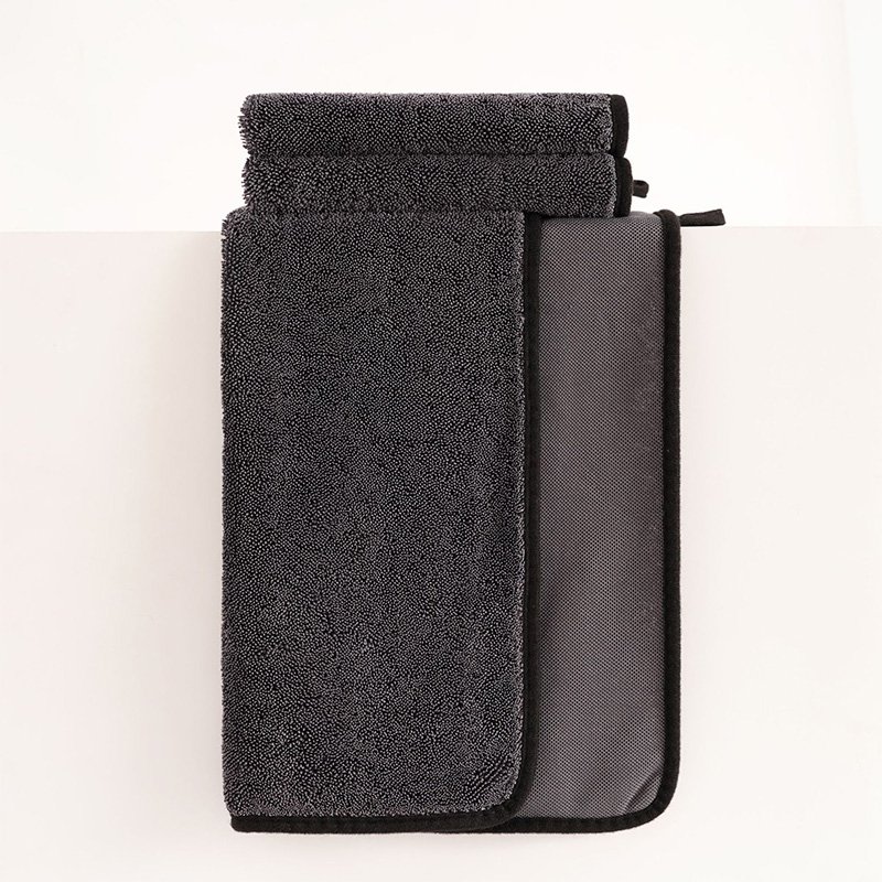 Extended Single-Sided Twisted Loop Microfibre Towel-Black Edge Style