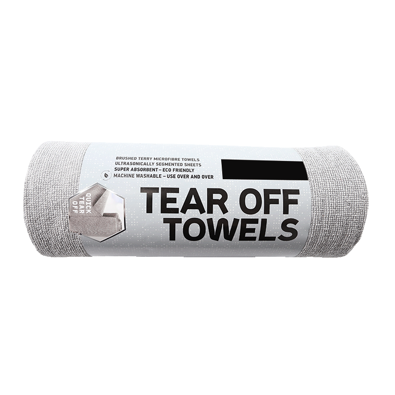Tear Off Towels Brushed Terry Microfibre Packaging